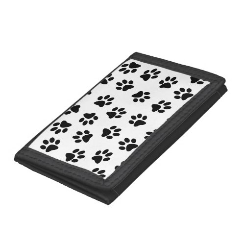 Pattern Of Paws Dog Paws Black Paws Trifold Wallet