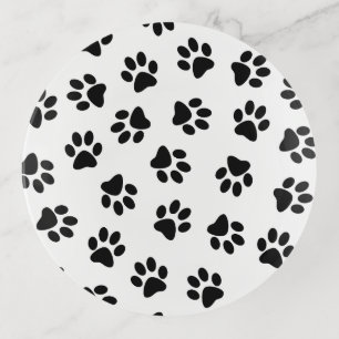 Pattern Of Paws, Dog Paws, Black Paws Trinket Tray
