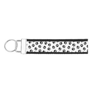 Pattern Of Paws, Dog Paws, Black Paws Wrist Keychain