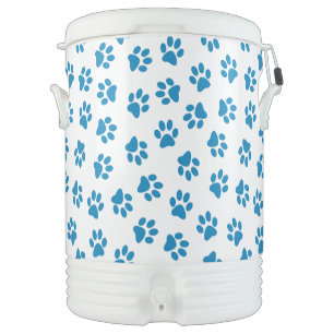 Pattern Of Paws, Dog Paws, Blue Paws Beverage Cooler