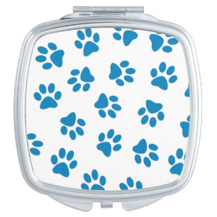 Pattern Of Paws, Dog Paws, Blue Paws Compact Mirror