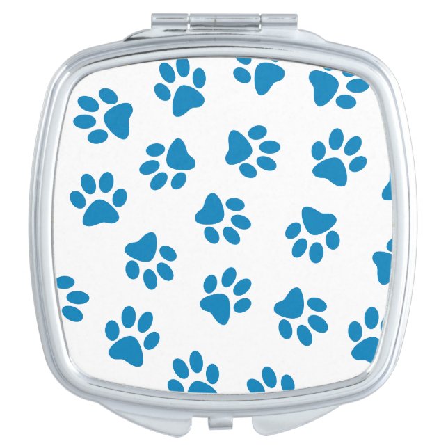 Pattern Of Paws, Dog Paws, Blue Paws Compact Mirror (Front)