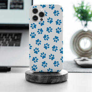 Pattern Of Paws, Dog Paws, Blue Paws iPhone 15 Pro Max Case