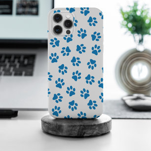 Pattern Of Paws, Dog Paws, Blue Paws iPhone 15 Pro Max Case
