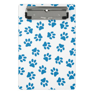 Pattern Of Paws, Dog Paws, Blue Paws Mini Clipboard