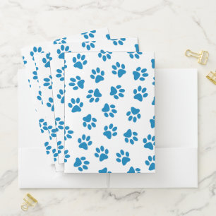 Pattern Of Paws, Dog Paws, Blue Paws Pocket Folder