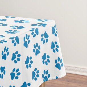 Pattern Of Paws, Dog Paws, Blue Paws Tablecloth