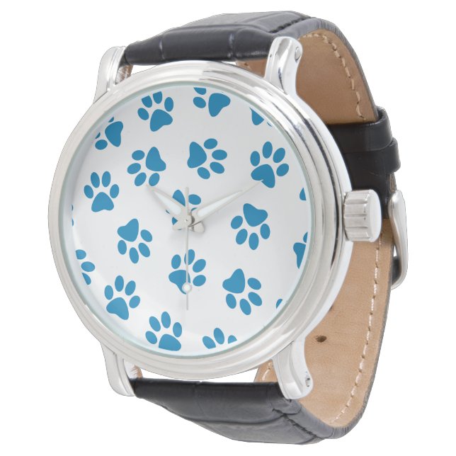 Pattern Of Paws, Dog Paws, Blue Paws Watch (Angled)