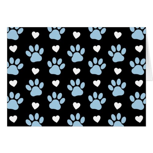 Pattern Of Paws Dog Paws Blue Paws White Hearts