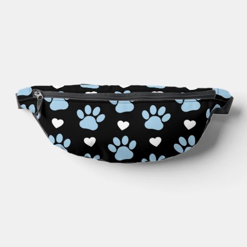 Pattern Of Paws Dog Paws Blue Paws White Hearts Fanny Pack