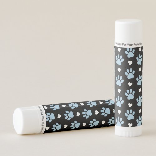 Pattern Of Paws Dog Paws Blue Paws White Hearts Lip Balm