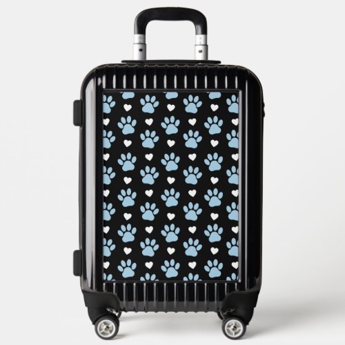Pattern Of Paws Dog Paws Blue Paws White Hearts Luggage