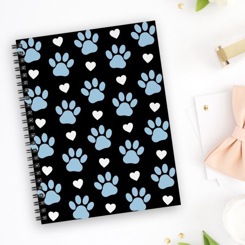 Pattern Of Paws Dog Paws Blue Paws White Hearts Planner