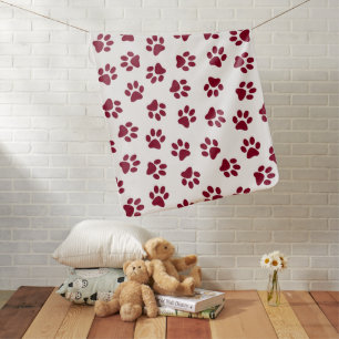 Pattern Of Paws, Dog Paws, Burgundy Paws Baby Blanket