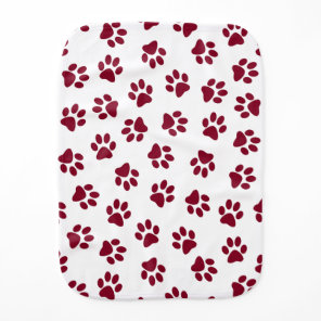 Pattern Of Paws, Dog Paws, Burgundy Paws Baby Burp Cloth