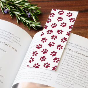 Pattern Of Paws, Dog Paws, Burgundy Paws Bookmarks