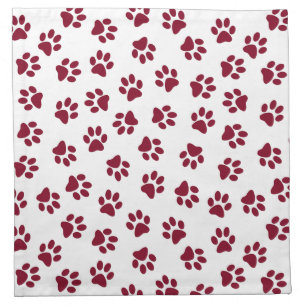 Pattern Of Paws, Dog Paws, Burgundy Paws Cloth Napkin