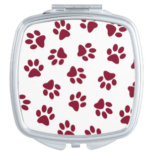 Pattern Of Paws, Dog Paws, Burgundy Paws Compact Mirror