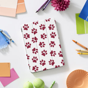 Pattern Of Paws, Dog Paws, Burgundy Paws iPad Pro Cover