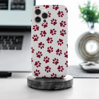 Pattern Of Paws, Dog Paws, Burgundy Paws