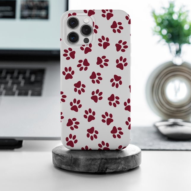 Pattern Of Paws, Dog Paws, Burgundy Paws iPhone Case (Creator Uploaded)
