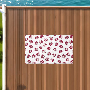 Pattern Of Paws, Dog Paws, Burgundy Paws Outdoor Rug