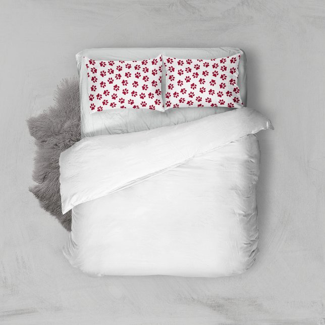 Pattern Of Paws, Dog Paws, Burgundy Paws Pillow Case (Creator Uploaded)