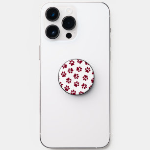 Pattern Of Paws, Dog Paws, Burgundy Paws PopSocket