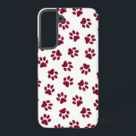 Pattern Of Paws, Dog Paws, Burgundy Paws Samsung Galaxy S22  Case<br><div class="desc">Cute,  fun and adorable pattern with burgundy paws on white background. Modern and trendy gift,  perfect for the dog lover in your life.</div>