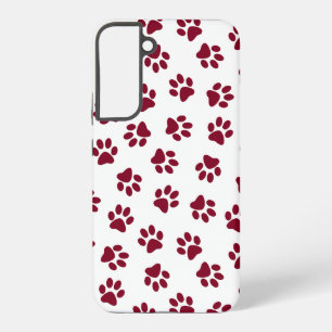 Pattern Of Paws, Dog Paws, Burgundy Paws Samsung Galaxy S22+ Case