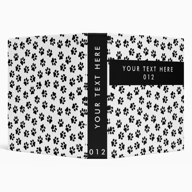 Pattern Of Paws, Dog Paws, Cat Paws, Black Paws 3 Ring Binder (Background)