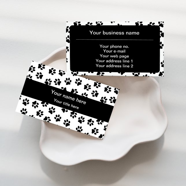 Pattern Of Paws, Dog Paws, Cat Paws, Black Paws Business Card (Creator Uploaded)