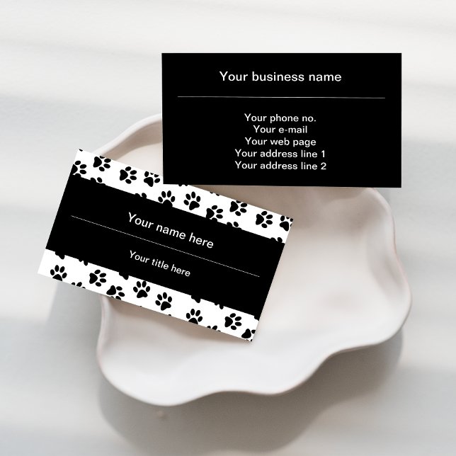 Pattern Of Paws, Dog Paws, Cat Paws, Black Paws Business Card (Creator Uploaded)