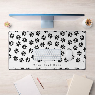 Pattern Of Paws, Dog Paws, Cat Paws, Black Paws Desk Mat