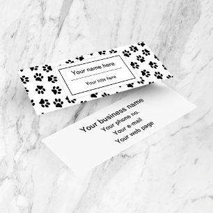 Pattern Of Paws, Dog Paws, Cat Paws, Black Paws Mini Business Card