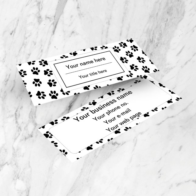 Pattern Of Paws, Dog Paws, Cat Paws, Black Paws Mini Business Card (Creator Uploaded)