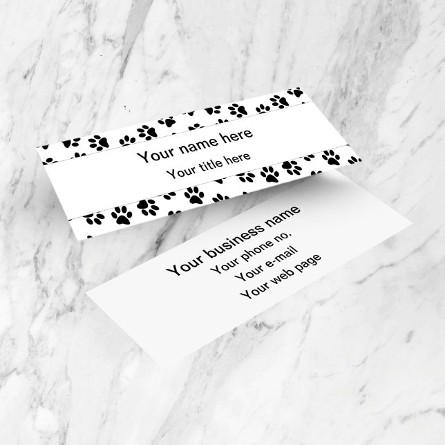 Pattern Of Paws, Dog Paws, Cat Paws, Black Paws Mini Business Card (Creator Uploaded)
