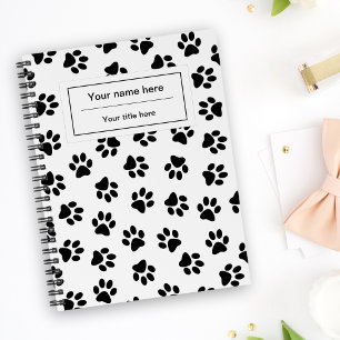 Pattern Of Paws, Dog Paws, Cat Paws, Black Paws Notebook