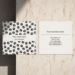Pattern Of Paws, Dog Paws, Cat Paws, Black Paws Square Business Card