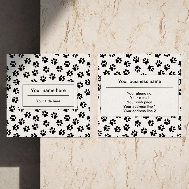 Pattern Of Paws, Dog Paws, Cat Paws, Black Paws Square Business Card (Creator Uploaded)