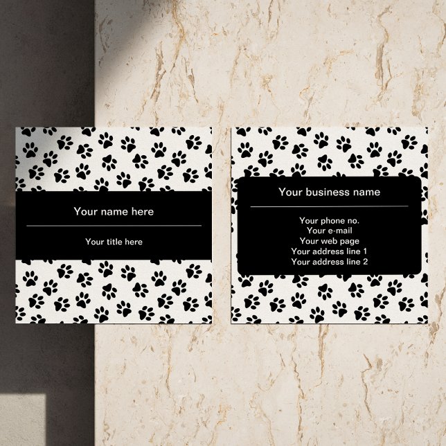 Pattern Of Paws, Dog Paws, Cat Paws, Black Paws Square Business Card (Creator Uploaded)