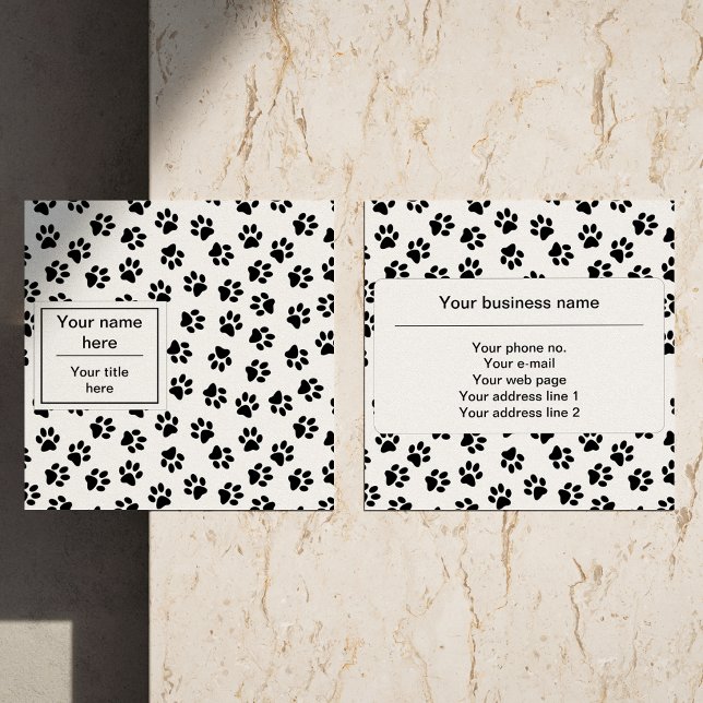 Pattern Of Paws, Dog Paws, Cat Paws, Black Paws Square Business Card (Creator Uploaded)