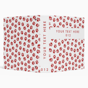 Pattern Of Paws, Dog Paws, Cat Paws, Red Paws 3 Ring Binder