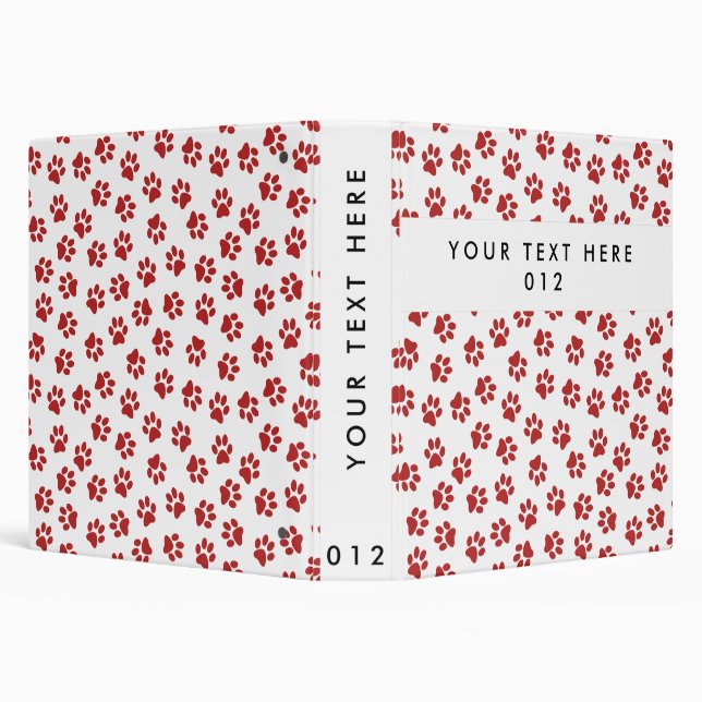 Pattern Of Paws, Dog Paws, Cat Paws, Red Paws 3 Ring Binder (Background)