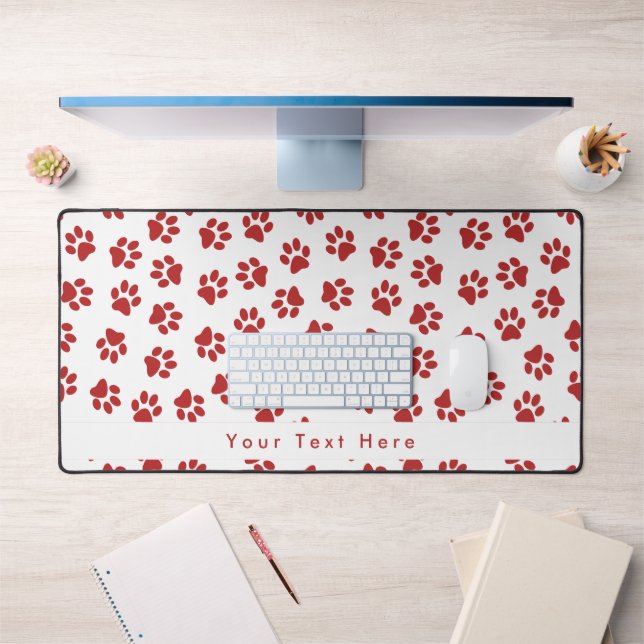 Pattern Of Paws, Dog Paws, Cat Paws, Red Paws Desk Mat (Office 1)