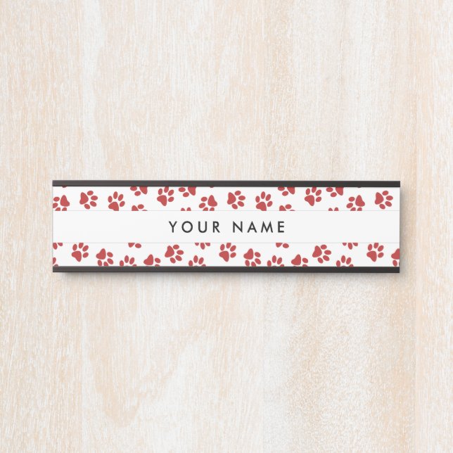 Pattern Of Paws, Dog Paws, Cat Paws, Red Paws Door Sign (Front)