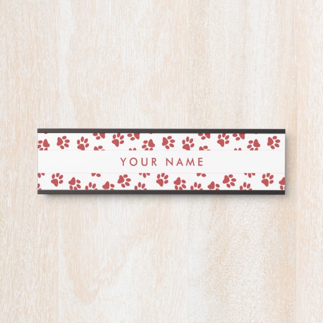 Pattern Of Paws, Dog Paws, Cat Paws, Red Paws Door Sign (Front)