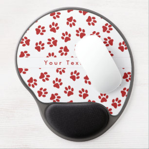 Pattern Of Paws, Dog Paws, Cat Paws, Red Paws Gel Mouse Pad