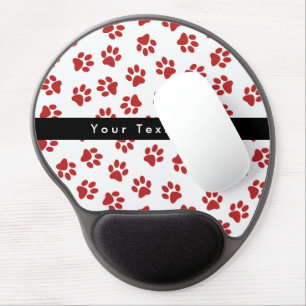 Pattern Of Paws, Dog Paws, Cat Paws, Red Paws Gel Mouse Pad