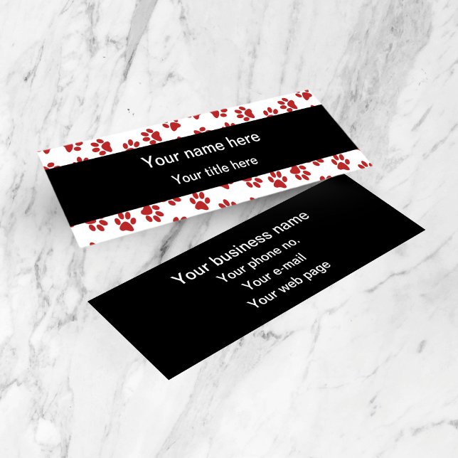 Pattern Of Paws, Dog Paws, Cat Paws, Red Paws Mini Business Card (Creator Uploaded)